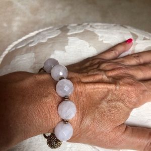 **SOLD** Barse rose quartz & bronze bracelet.  EUC